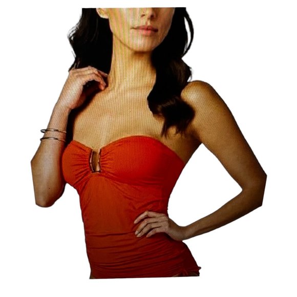 NWT Calvin Klein Orange Convertible Tankini Top Size Medium - Picture 1 of 11